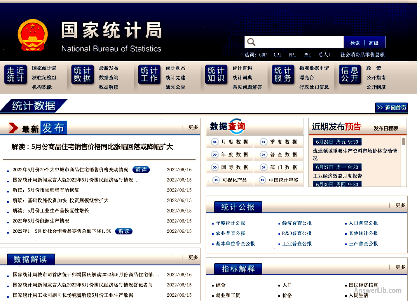 Statistics of the National Bureau of Statistics of China