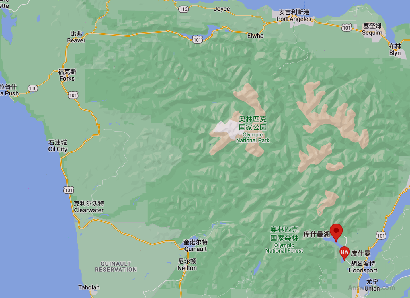 Lake Cushman map