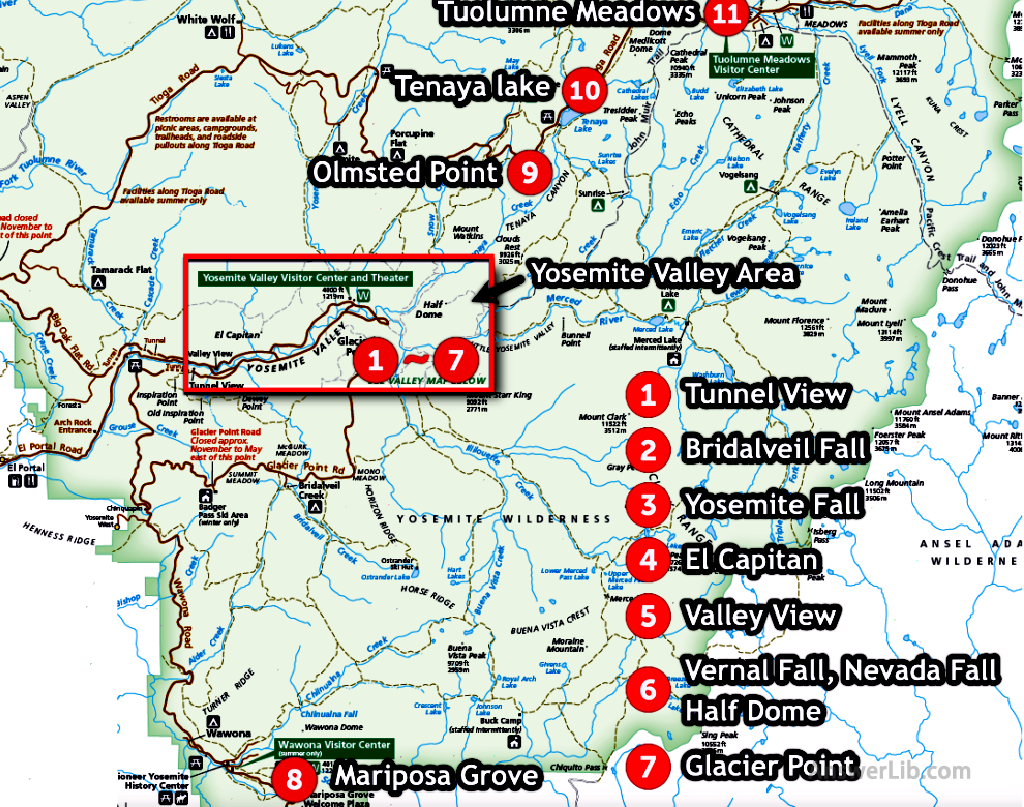 Yosemite Points of Interest 1