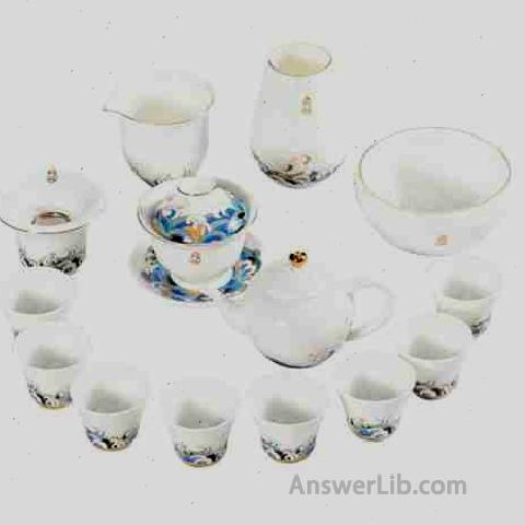 Becware Tide Fusheng Sheep fat jade 15 -piece tea set set