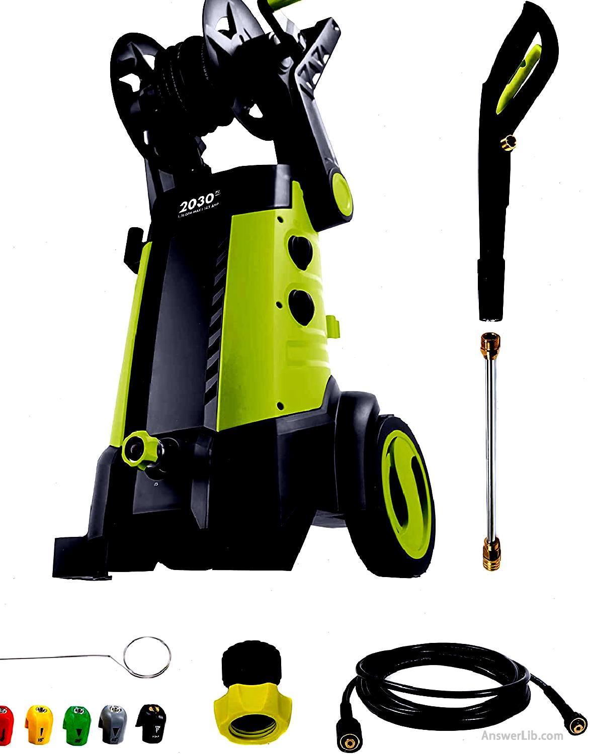 最佳长距离使用轻型High-pressure water gun：Sun Joe SPX3001 2030 PSI 1.76 GPM 14.5 AMP Electric Pressure Washer