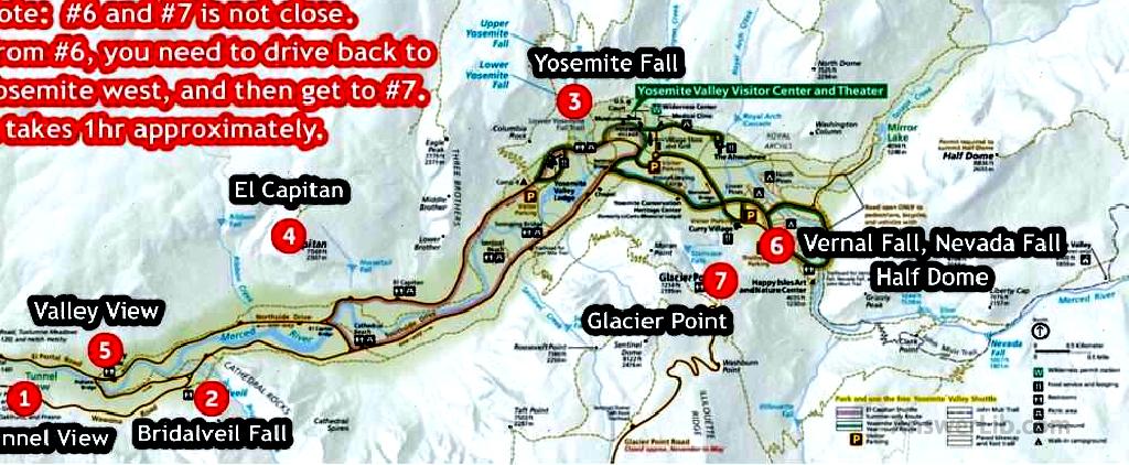 Yosemite Valley Points of Interest