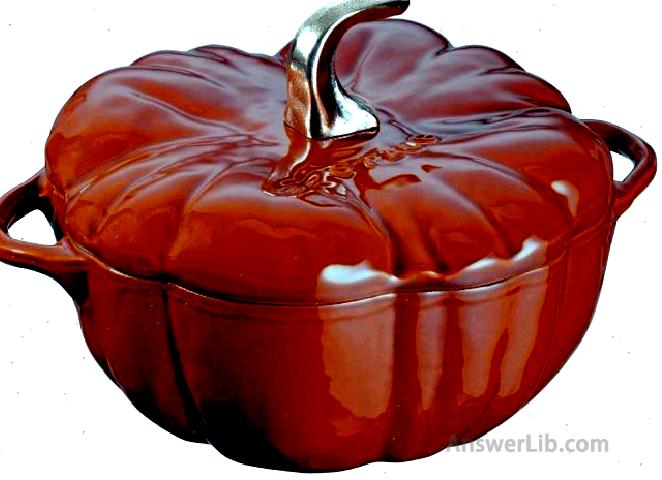 Cute pumpkin-shaped cast iron pot: Staub Cast Iron Pumpkin Cocotte 3.5 Quart