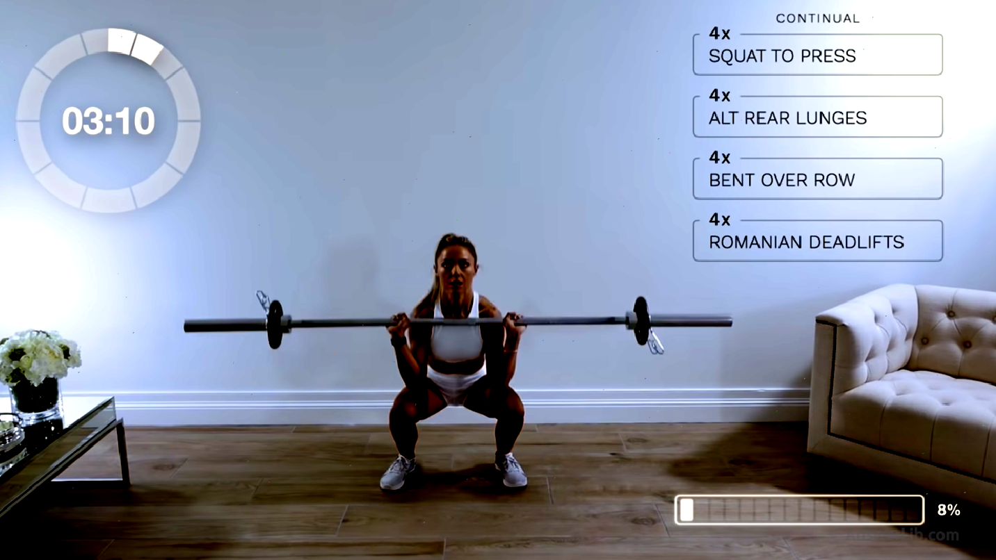 Use the barbell for front of the neck squat (Front Squat)