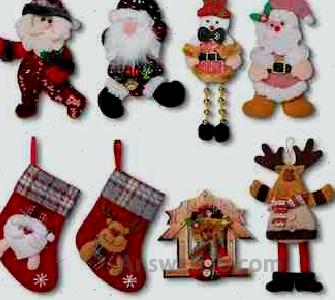 8PCS Assorted Plush Christmas Ornaments Set