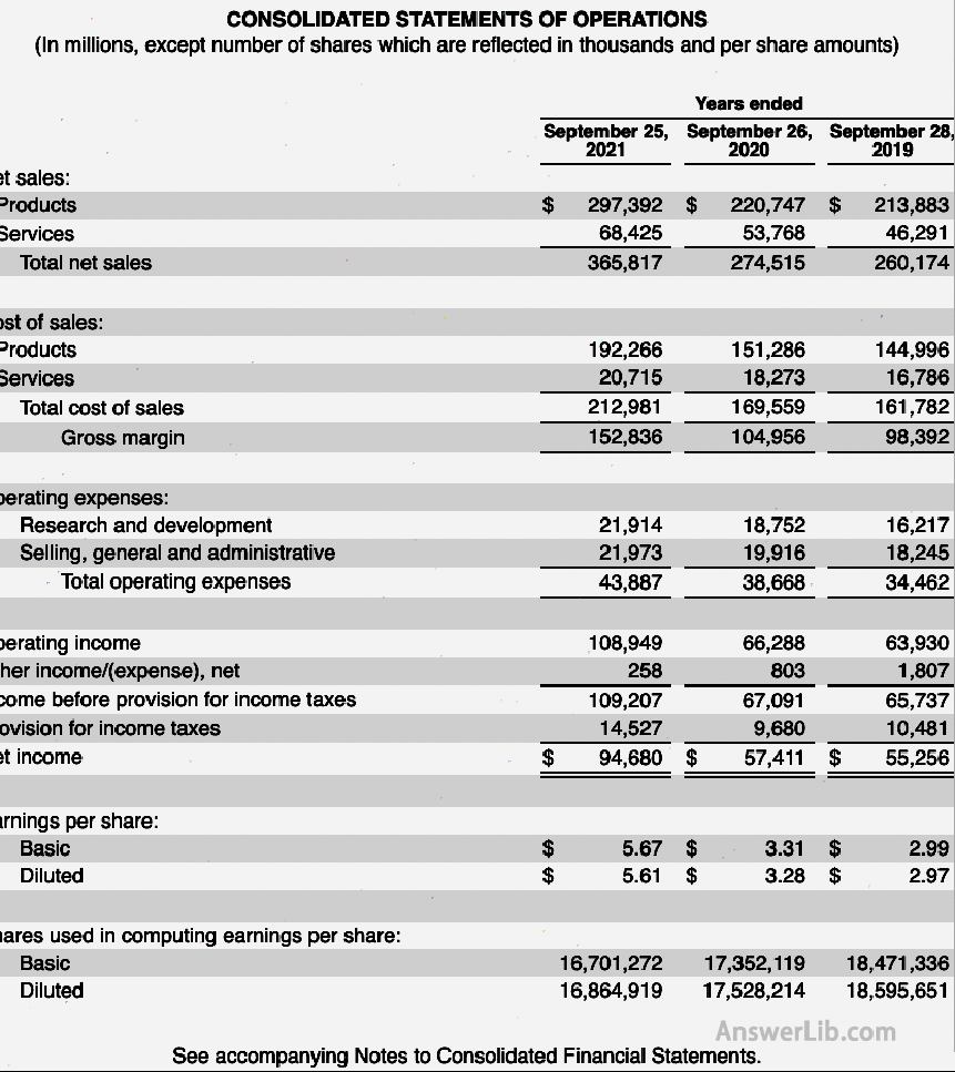 Apple profit statement