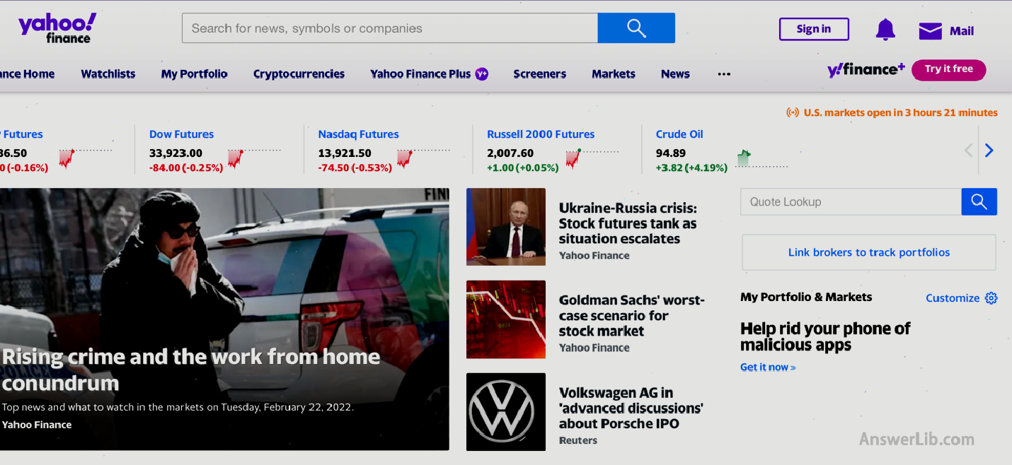 Yahoo Finance login