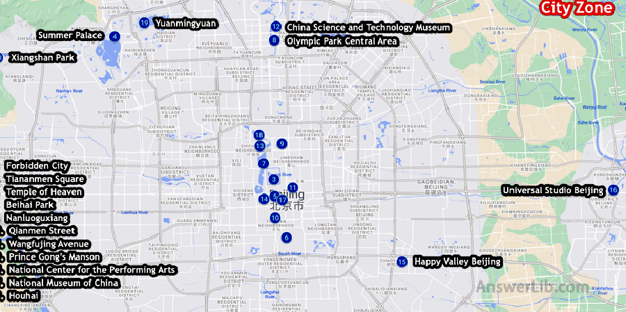 Location of Points of Interest in Beijing City Zone