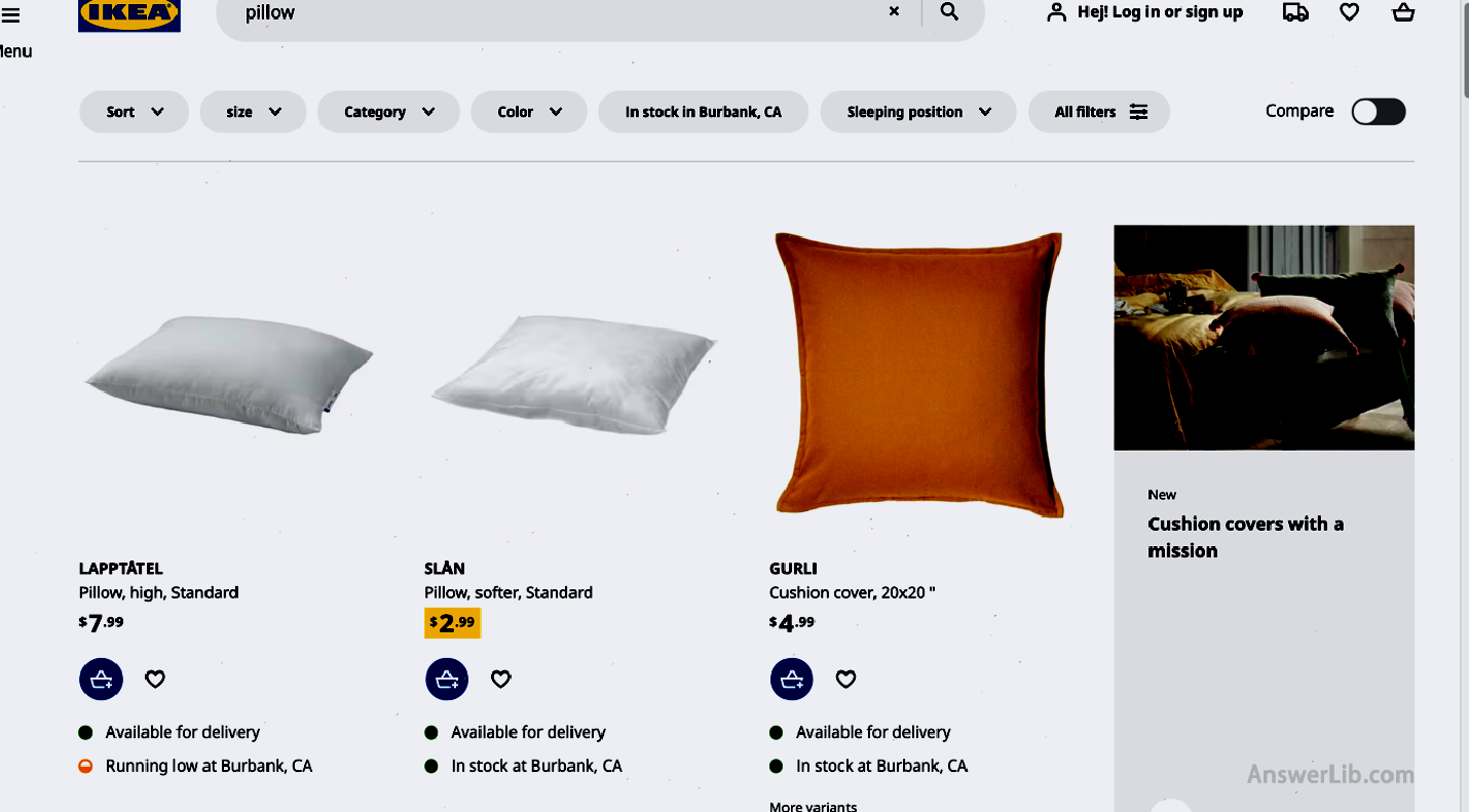 Buy pillows from IKEA