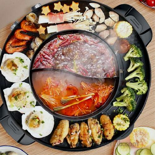 Hot Pot with Grill 2000W 2 in 1 Electric Hot Pot Grill Cooker