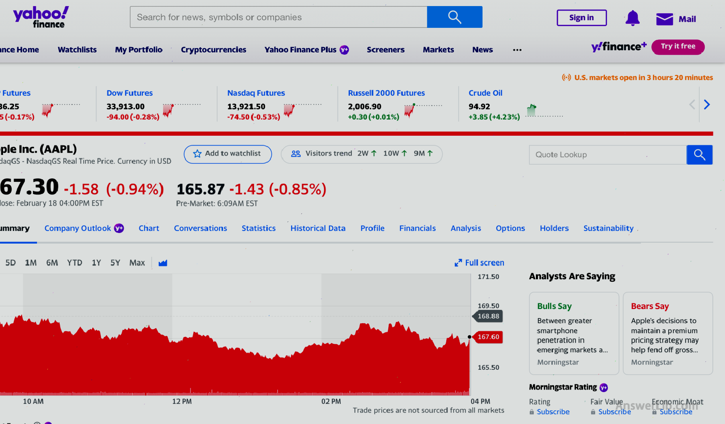 Click Finances in the data bar on the company page