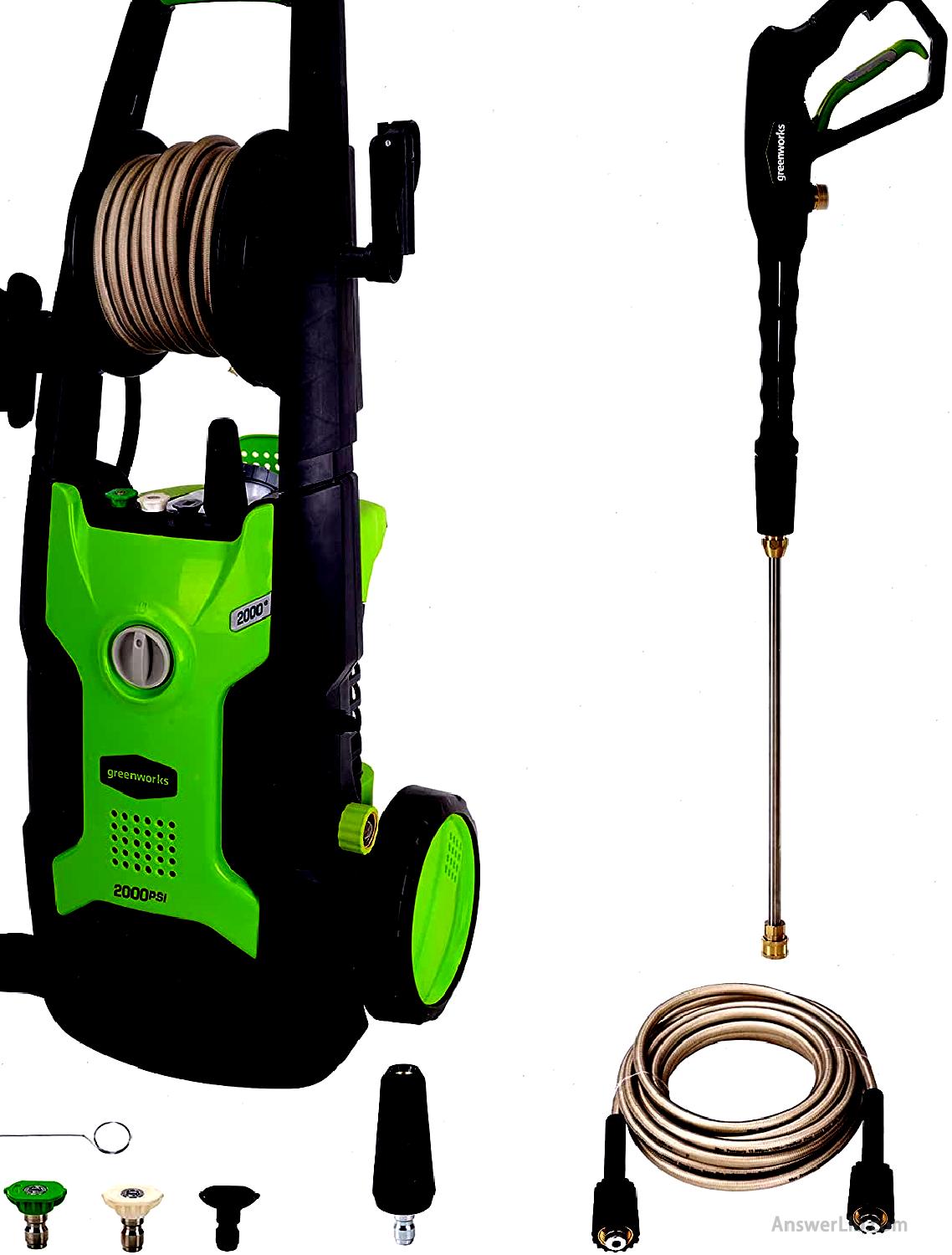 最佳性能电动High-pressure water gun：Greenworks 2000 PSI 13 Amp 1.2 GPM Pressure Washer