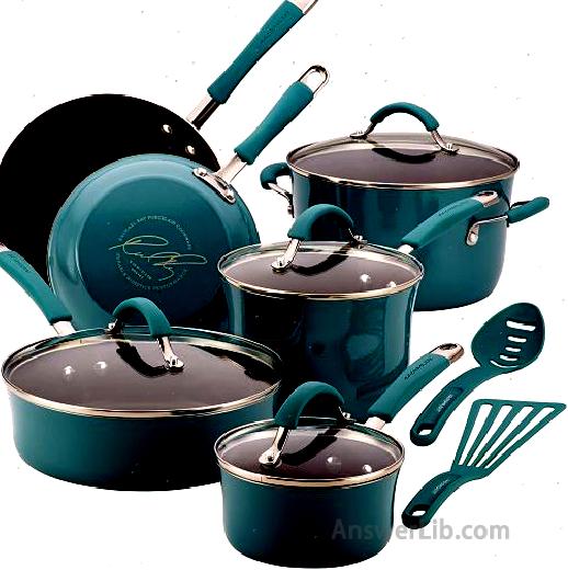 The most popular non-stick pot kit: Rachael Ray Cucina Nonstick Cookware Pots and Pans Set