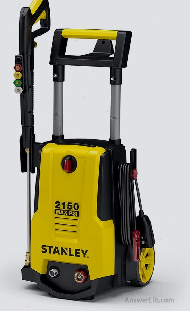 最佳喷嘴设计电动High-pressure water gun：Stanley SHP2150 Electric Pressure Washer with Spray Gun, Quick Connect Nozzles Foam Cannon, 25' Hose, Max PSI 2150, 1.4 GPM