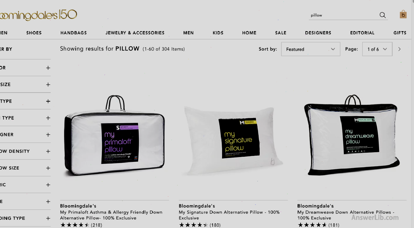 Buy pillows from Bloomingdales