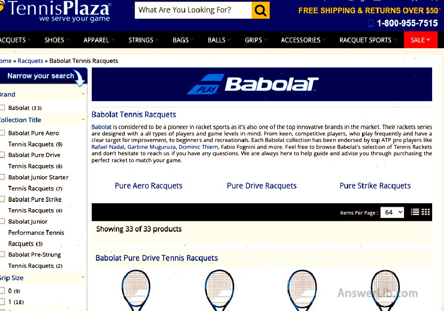 Buy tennis rackets from Tennis Plaza