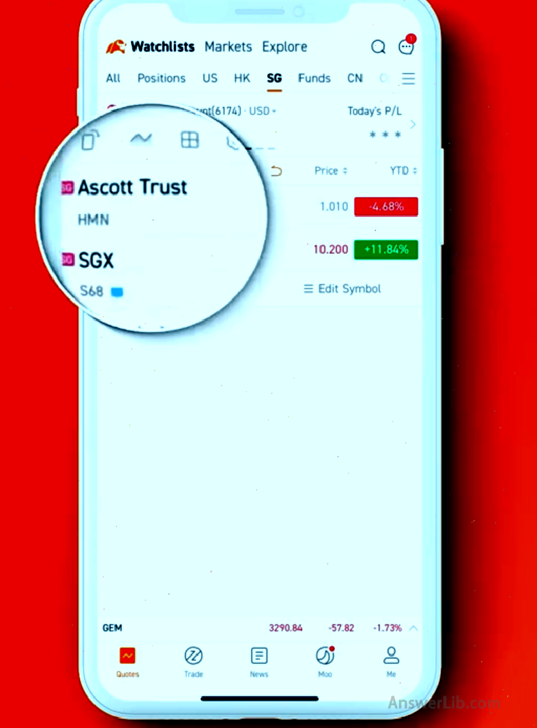 Enter WatchList in Futu Moomoo App