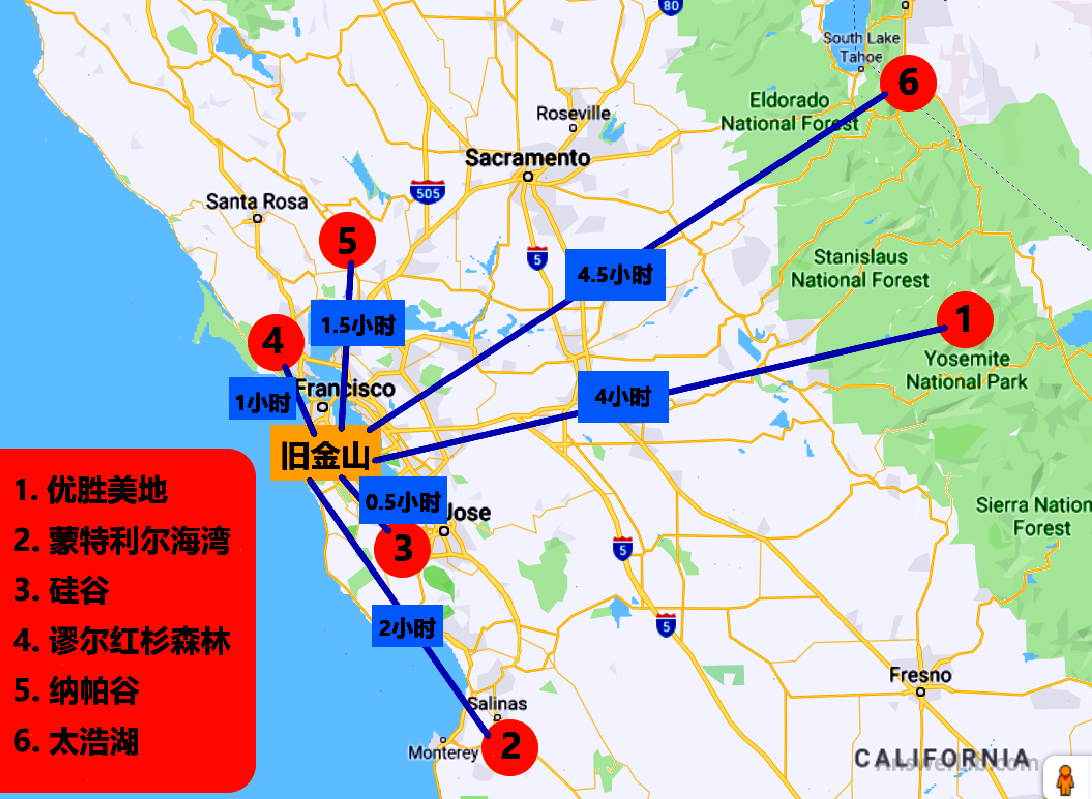 Scenery map near San Francisco