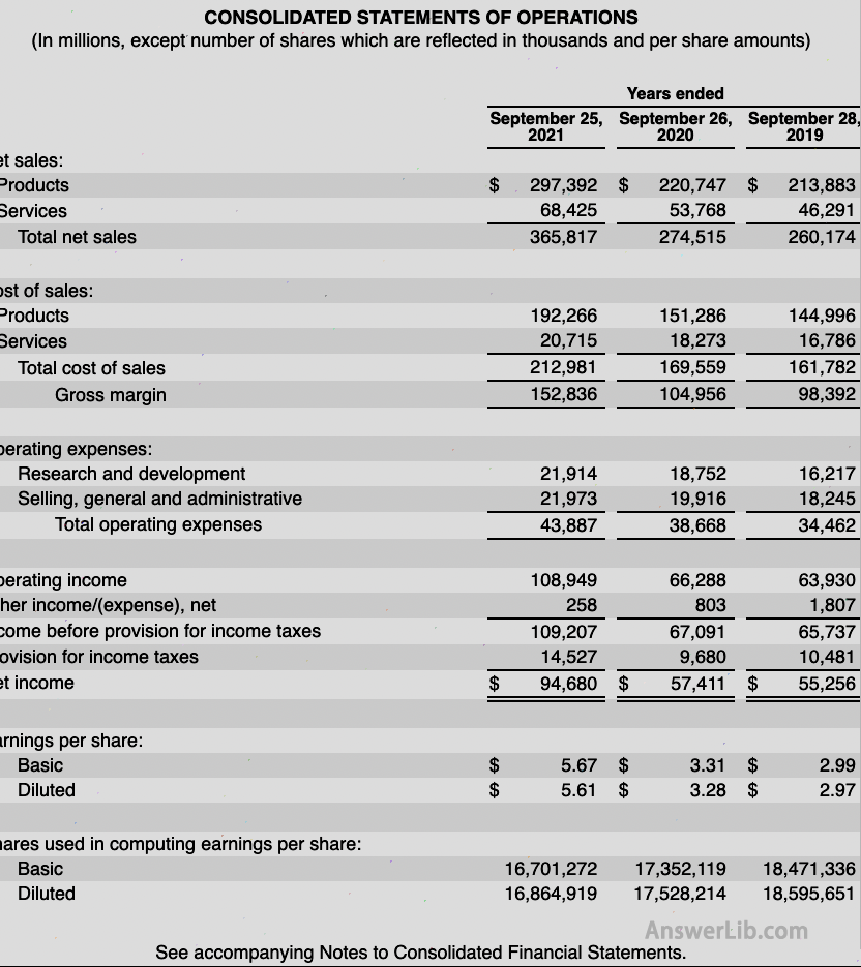 Apple profit statement